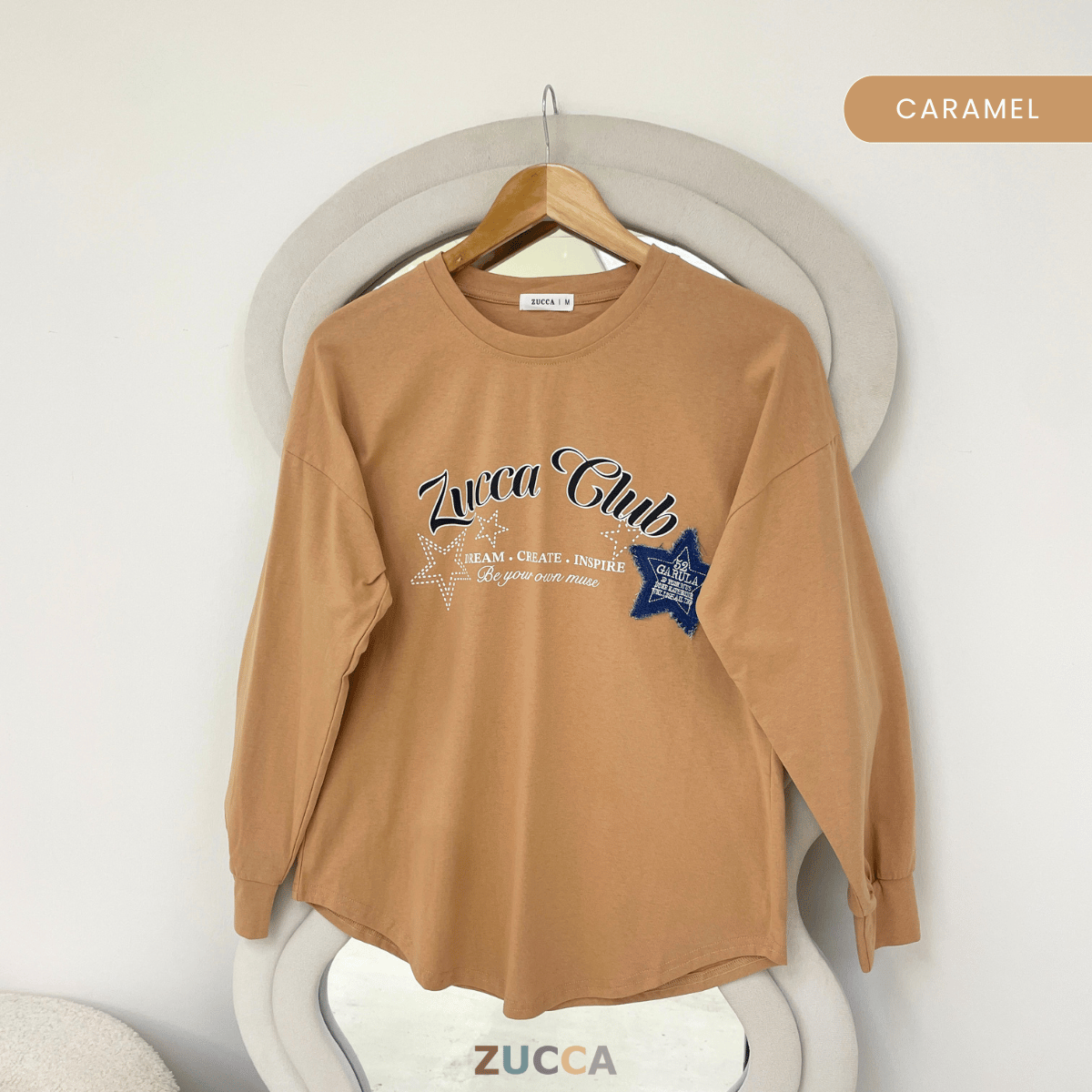 ZUCCA HAYFA STAR CLUB OVERSIZED LONG SLEEVE TOP - MA229