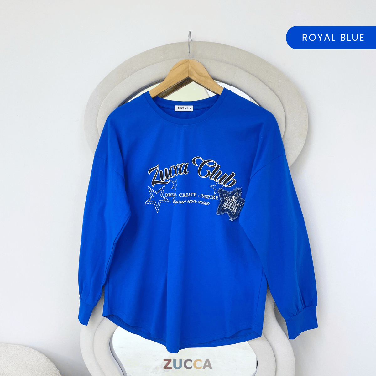 ZUCCA HAYFA STAR CLUB OVERSIZED LONG SLEEVE TOP - MA229