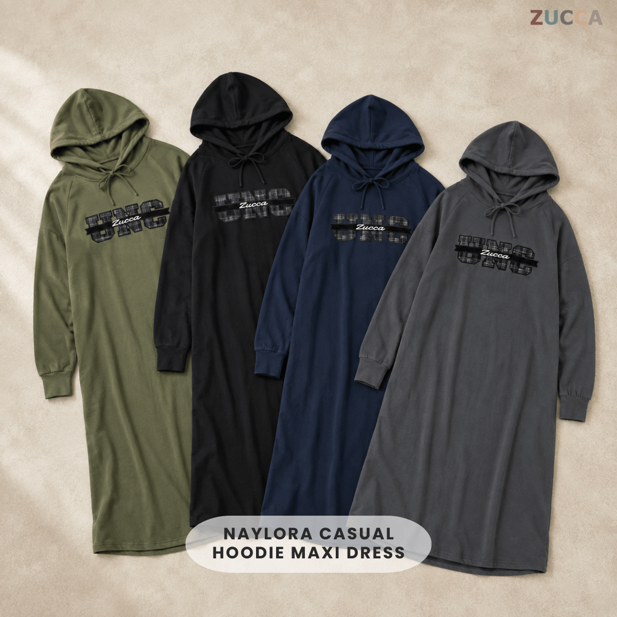 ZUCCA NAYLORA CASUAL HOODIE MAXI DRESS – MA231