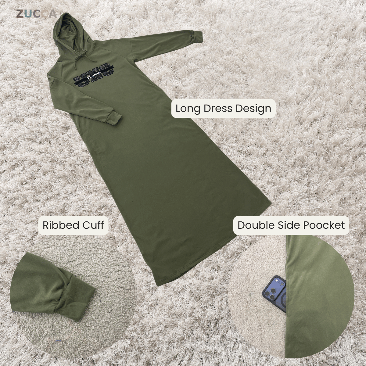 ZUCCA NAYLORA CASUAL HOODIE MAXI DRESS – MA231