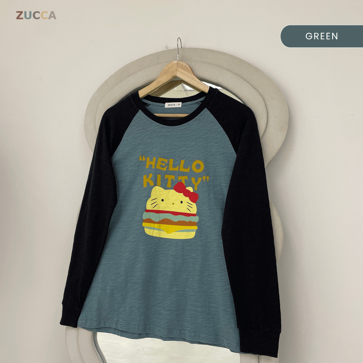 ZUCCA ABIGAIL HELLO KITTY RAGLAN LONG SLEEVE TOP -MA232