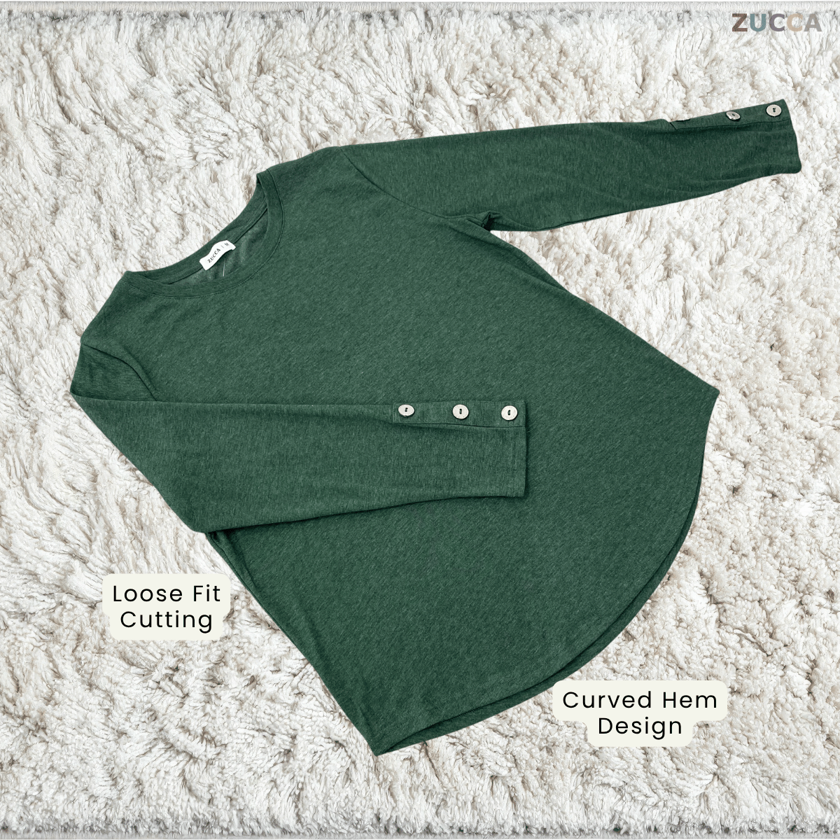 ZUCCA NAWARA RELAXED BUTTON CUFF BLOUSE-MA233