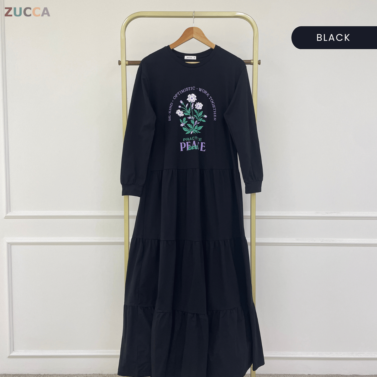 ZUCCA MAHEERA FLORAL GRAPHIC TIERED MAXI DRESS-MA234