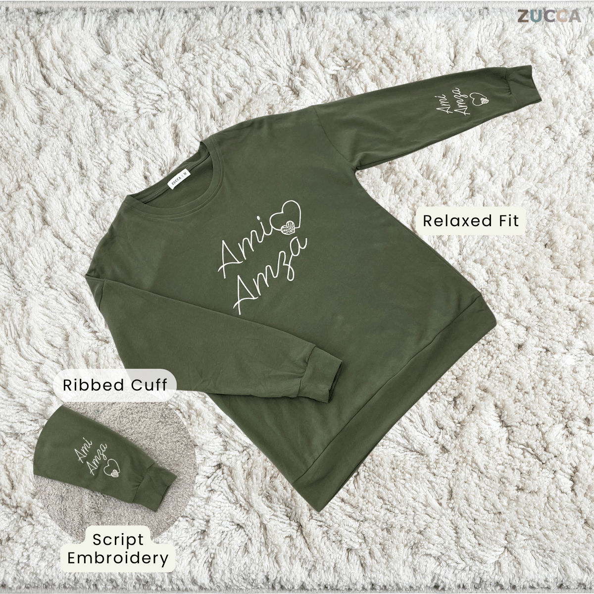 ZUCCA ATIRA LOVE EMBROIDERY LONG SLEEVE TOP- MA237