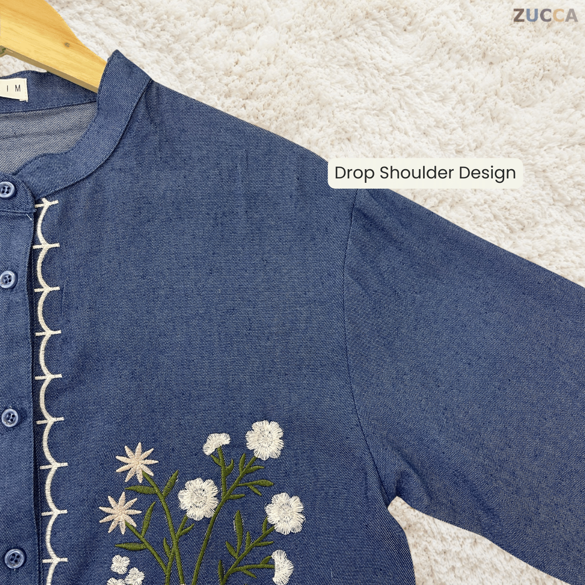 ZUCCA IZATI FLORAL EMBROIDERY DENIM TUNIC - MA238