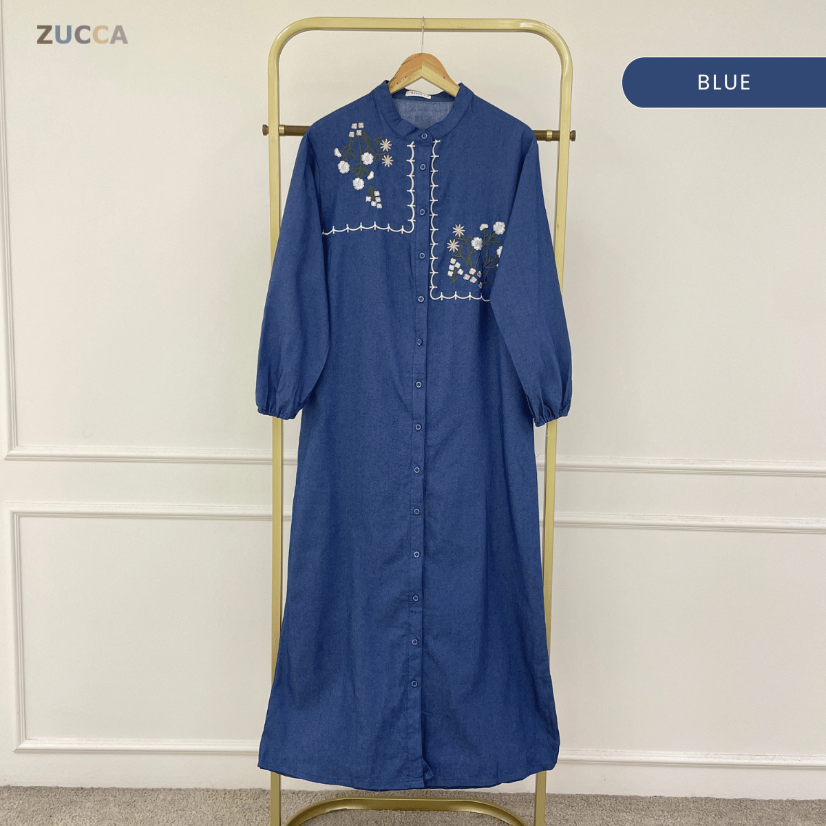 ZUCCA IZATI FLORAL EMBROIDERY DENIM TUNIC - MA238