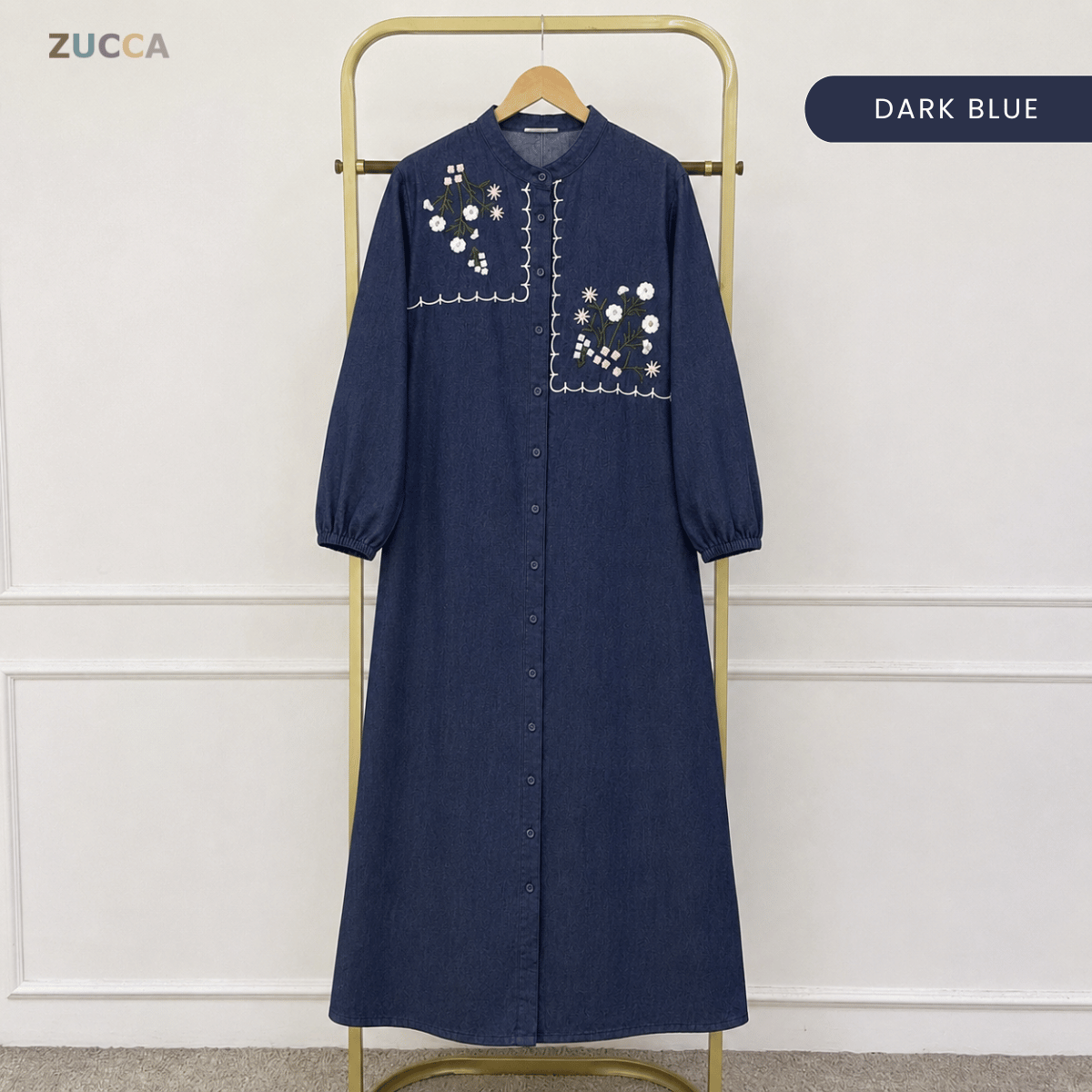 ZUCCA IZATI FLORAL EMBROIDERY DENIM TUNIC - MA238