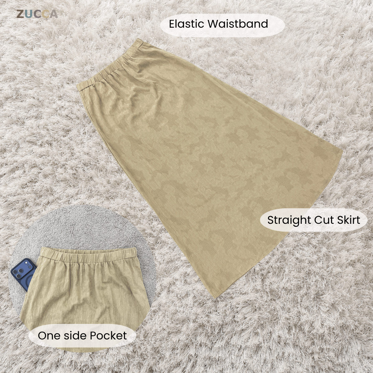 ZUCCA AILEEN PEARL BUTTON MODEST SKIRT SET – MA239