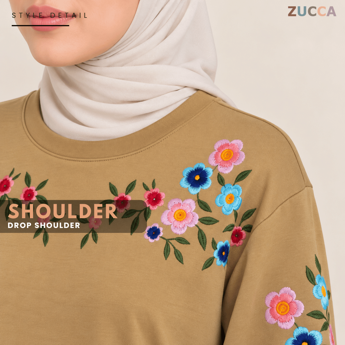 ZUCCA FIONA WOMEN FLORAL EMBROIDERY LONG SLEEVE TOP - MA241