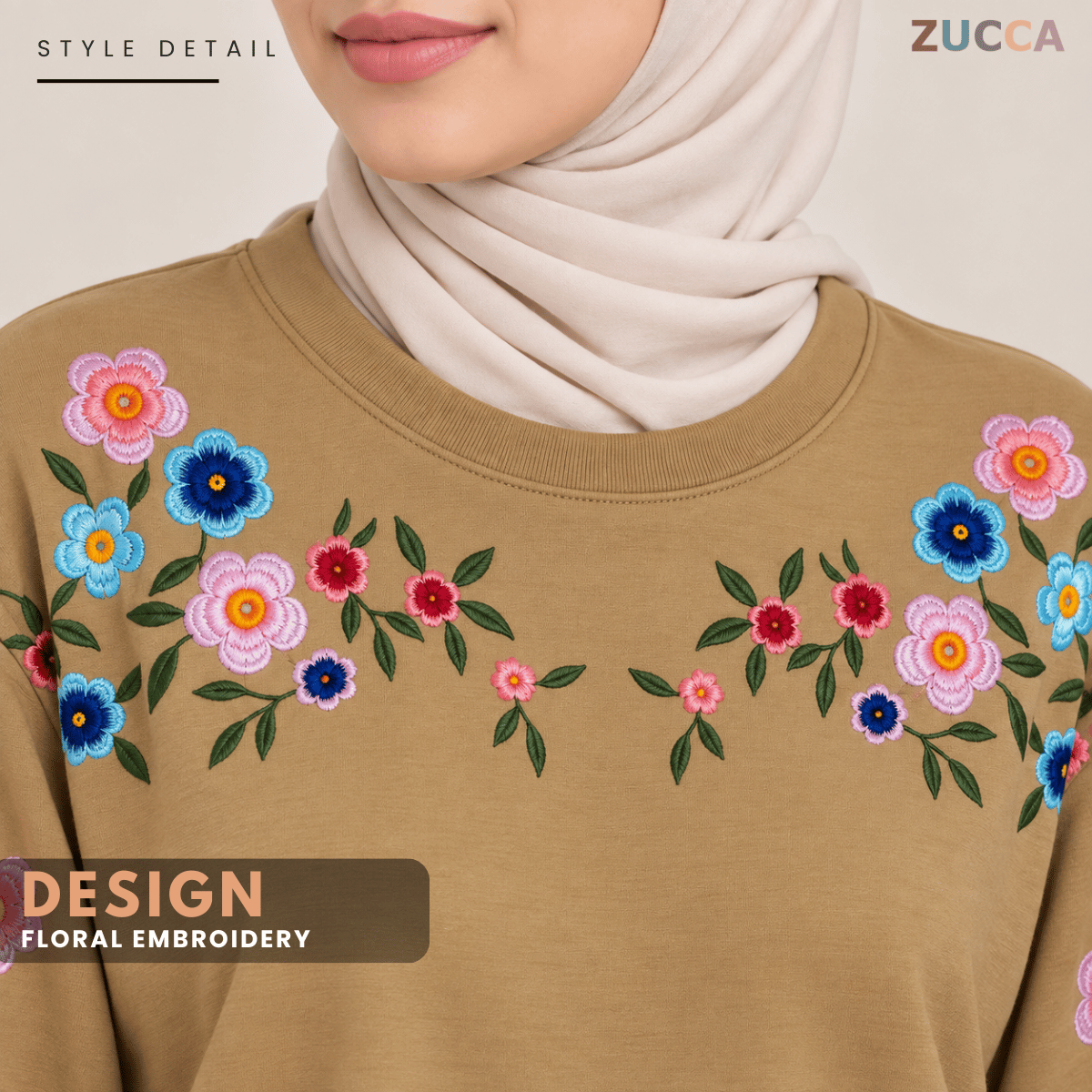 ZUCCA FIONA WOMEN FLORAL EMBROIDERY LONG SLEEVE TOP - MA241