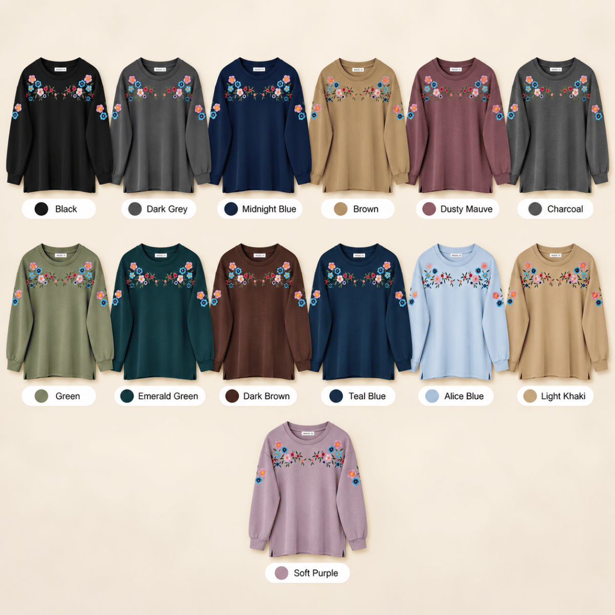 ZUCCA FIONA WOMEN FLORAL EMBROIDERY LONG SLEEVE TOP - MA241