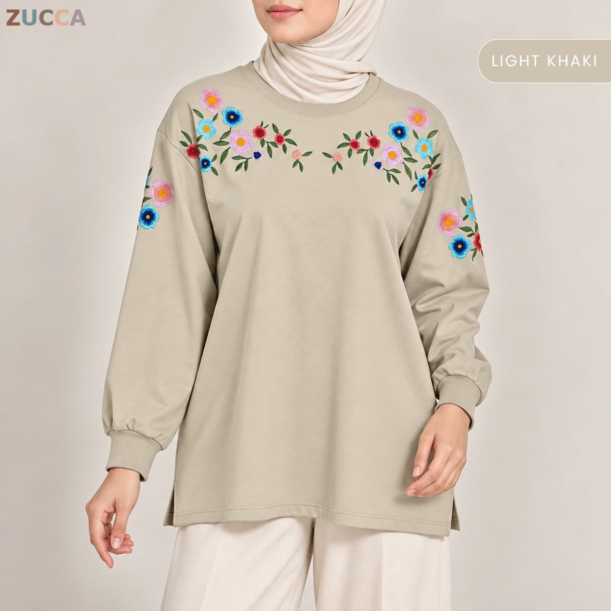 ZUCCA FIONA WOMEN FLORAL EMBROIDERY LONG SLEEVE TOP - MA241
