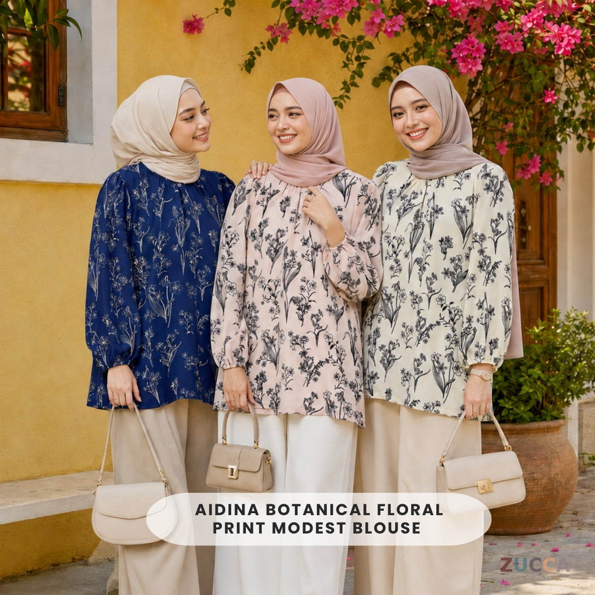 ZUCCA AIDINA BOTANICAL FLORAL PRINT MODEST BLOUSE – MA243