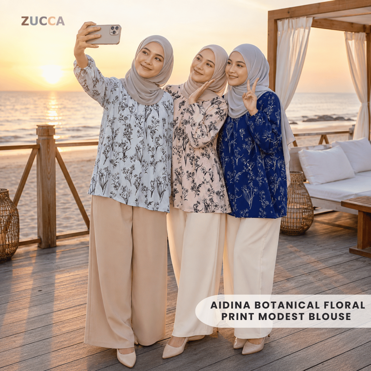 ZUCCA AIDINA BOTANICAL FLORAL PRINT MODEST BLOUSE – MA243