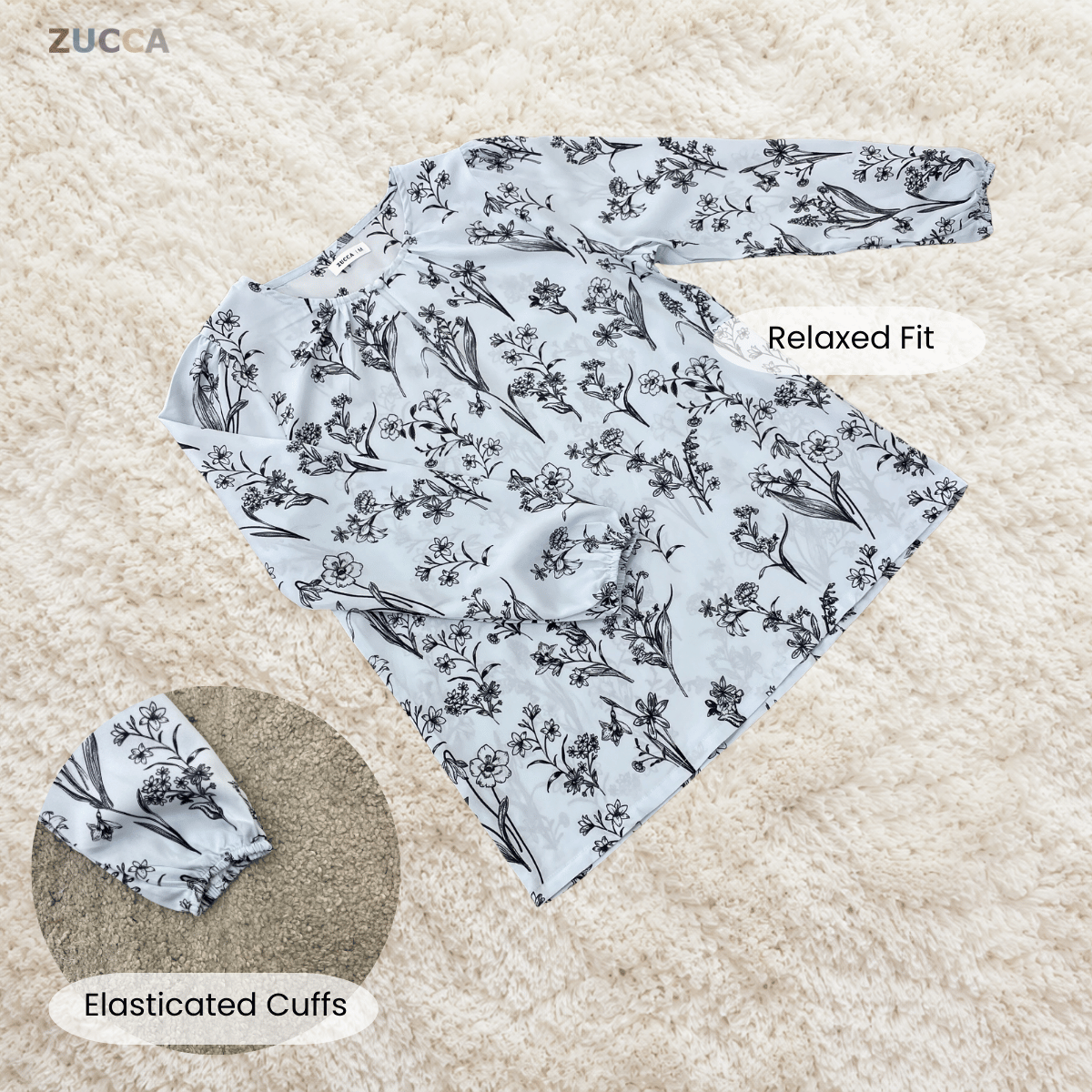 ZUCCA AIDINA BOTANICAL FLORAL PRINT MODEST BLOUSE – MA243