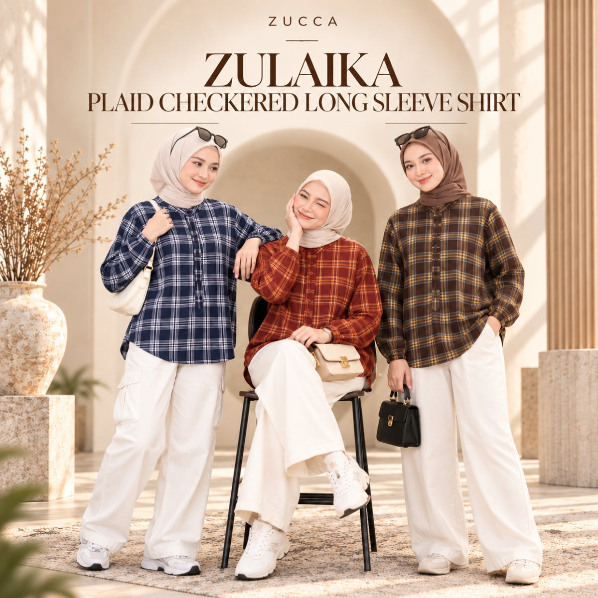 ZUCCA ZULAIKA PLAID CHECKERED LONG SLEEVE SHIRT -MA245