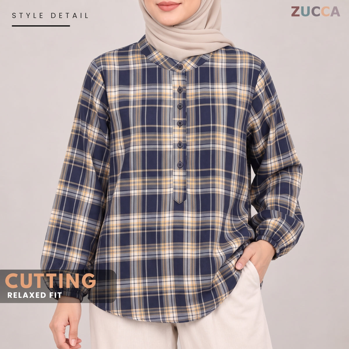 ZUCCA ZULAIKA PLAID CHECKERED LONG SLEEVE SHIRT -MA245