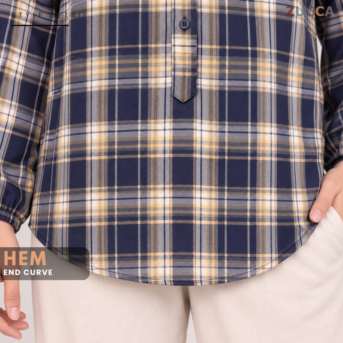 ZUCCA ZULAIKA PLAID CHECKERED LONG SLEEVE SHIRT -MA245