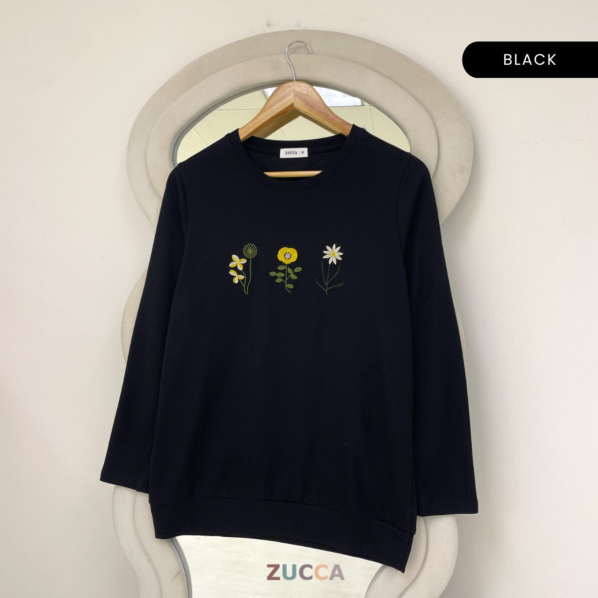 ZUCCA MAXINE BLAUS KASUAL WANITA DENGAN SULAMAN BUNGA - MA247