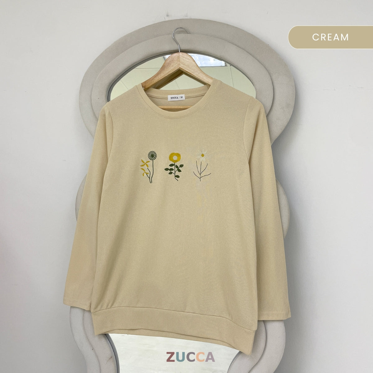 ZUCCA MAXINE BLAUS KASUAL WANITA DENGAN SULAMAN BUNGA - MA247
