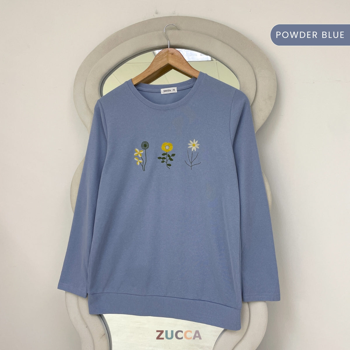 ZUCCA MAXINE BLAUS KASUAL WANITA DENGAN SULAMAN BUNGA - MA247