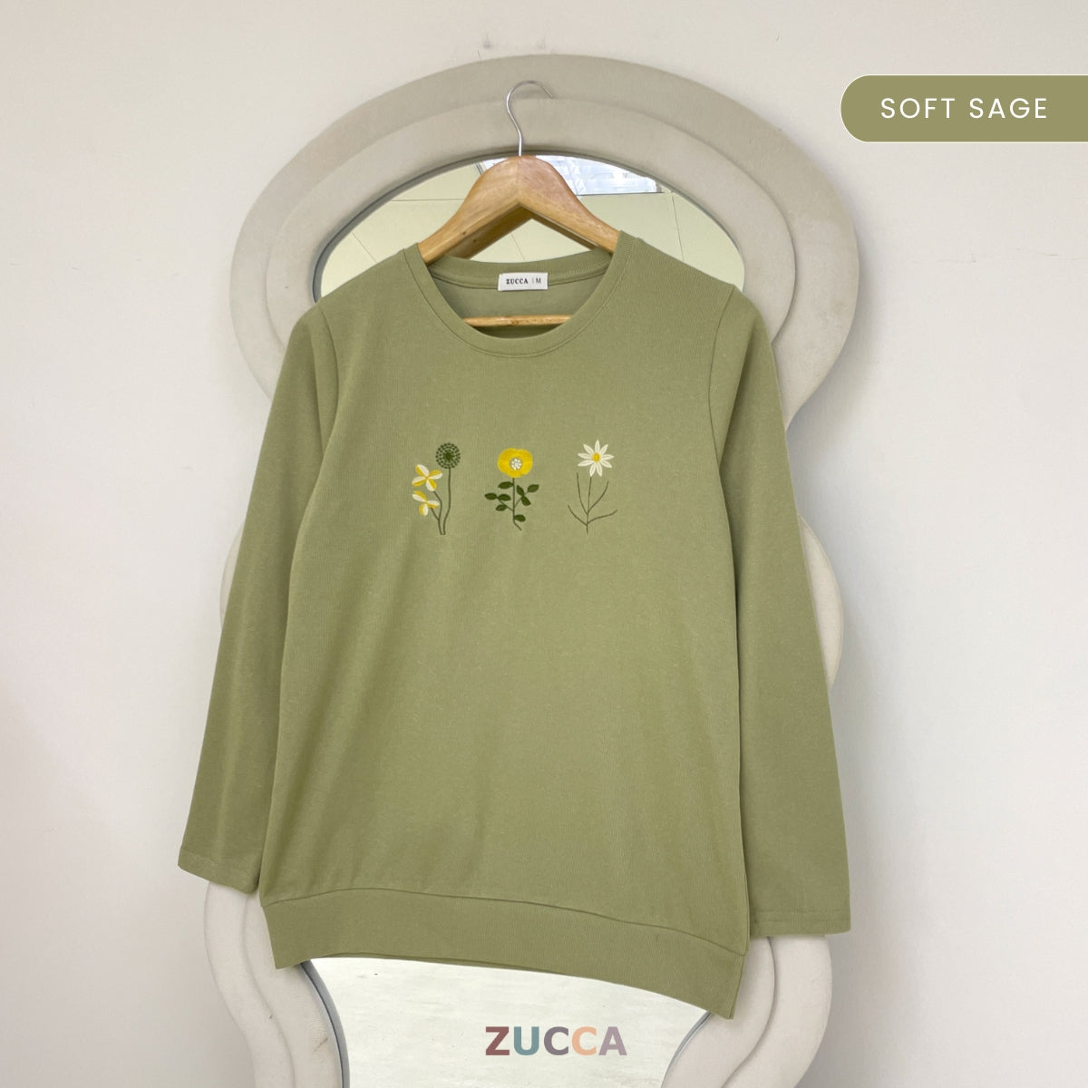 ZUCCA MAXINE BLAUS KASUAL WANITA DENGAN SULAMAN BUNGA - MA247