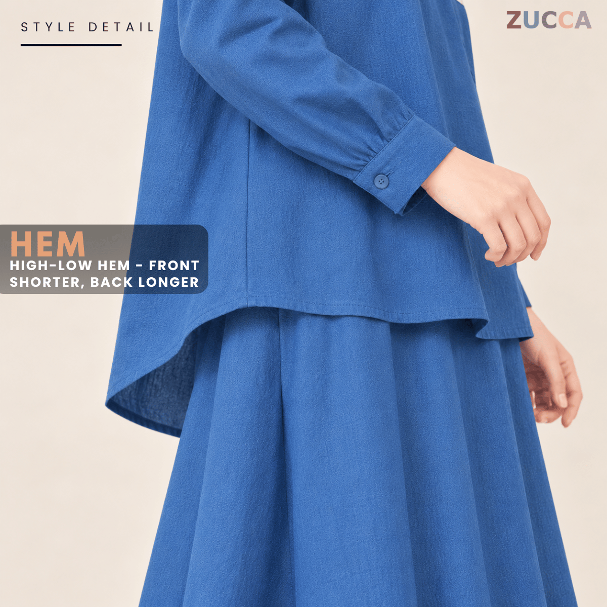ZUCCA SAFIYA CASUAL SET LONG SLEEVE BLOUSE WITH SKIRT - MA251