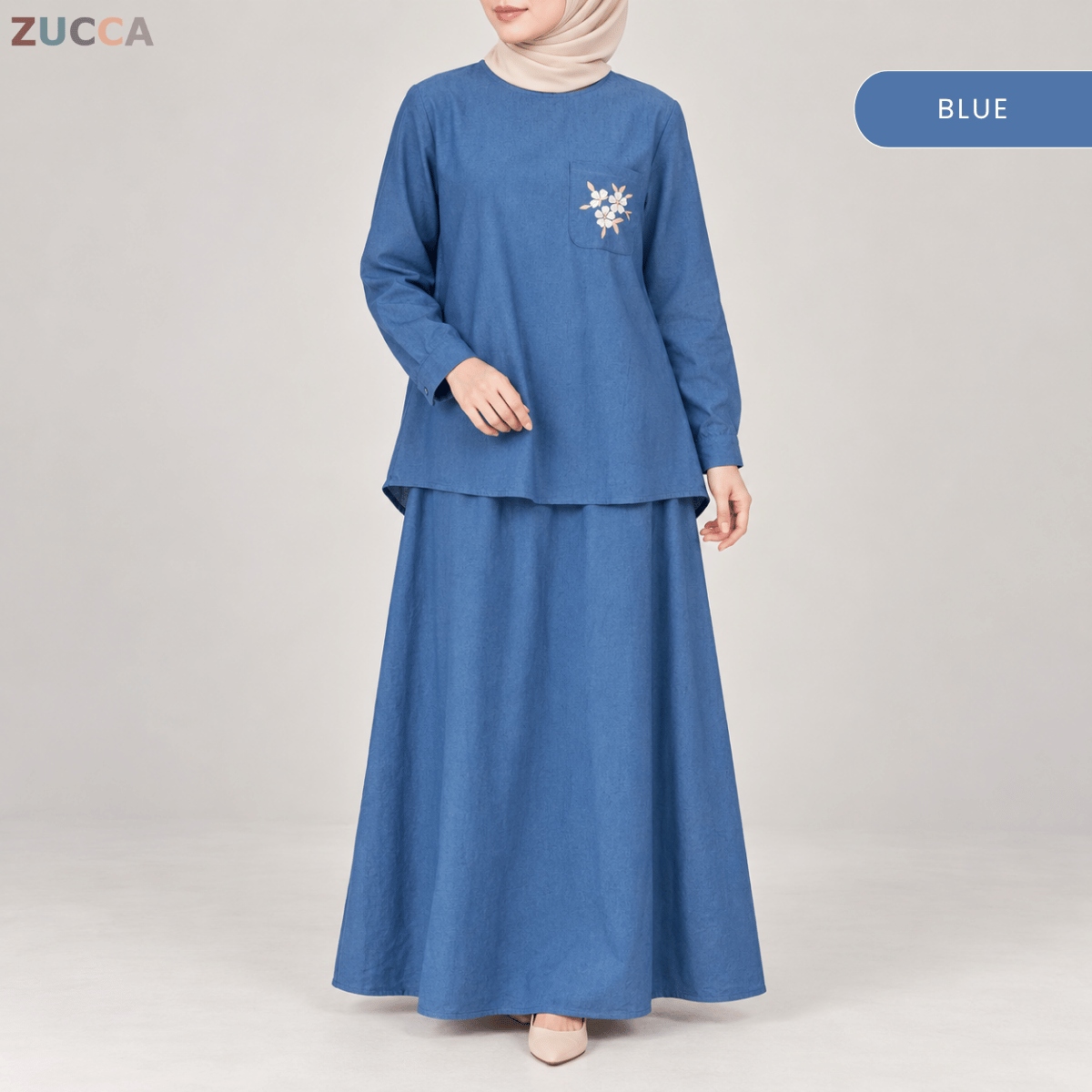 ZUCCA SAFIYA CASUAL SET LONG SLEEVE BLOUSE WITH SKIRT - MA251