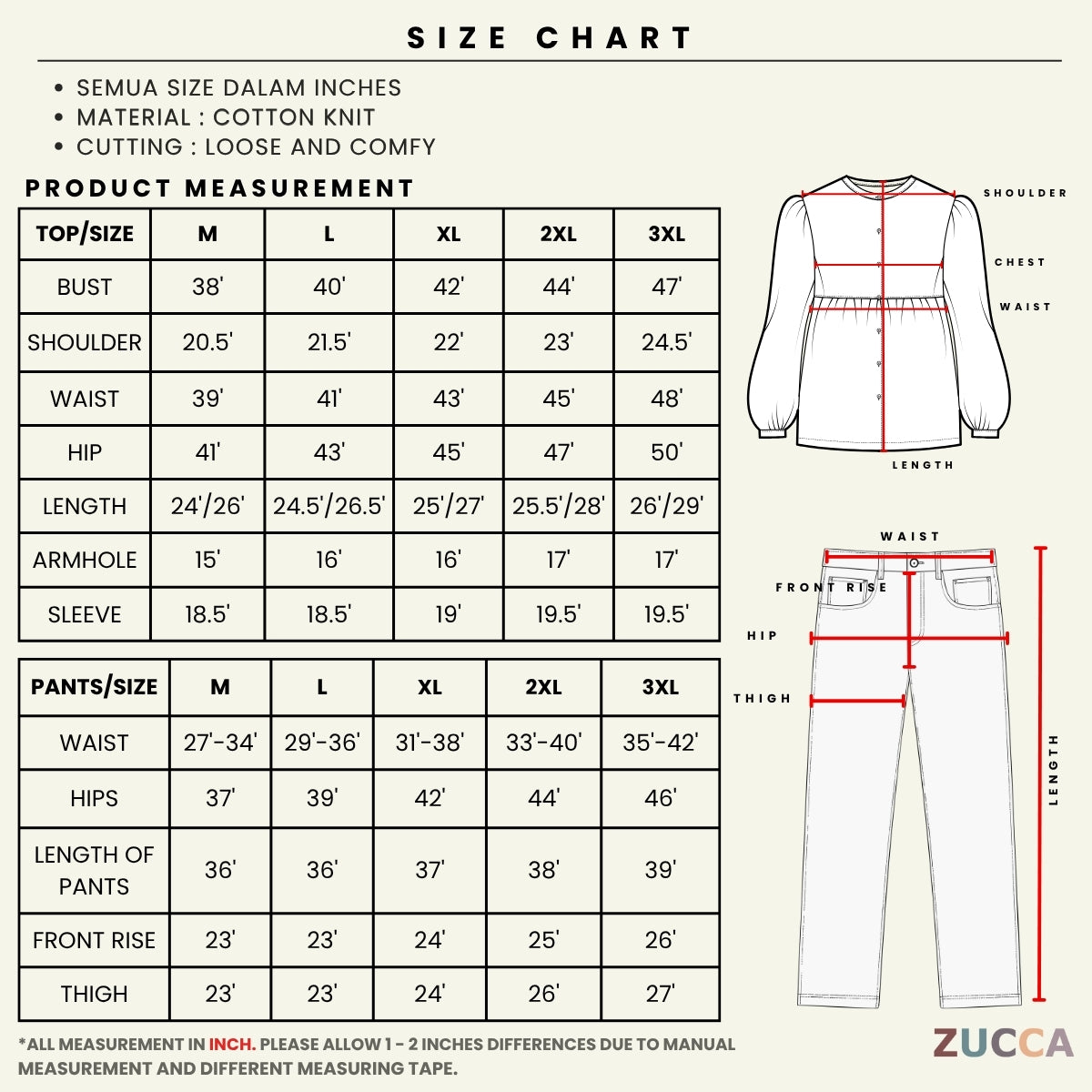 ZUCCA SABRINA WOMEN CASUAL LOUNGE SET LONG SLEEVE COLLAR TOP- MA252
