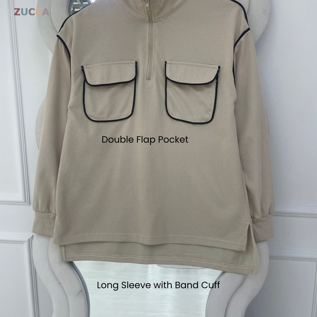 ZUCCA SABRINA WOMEN CASUAL LOUNGE SET LONG SLEEVE COLLAR TOP- MA252