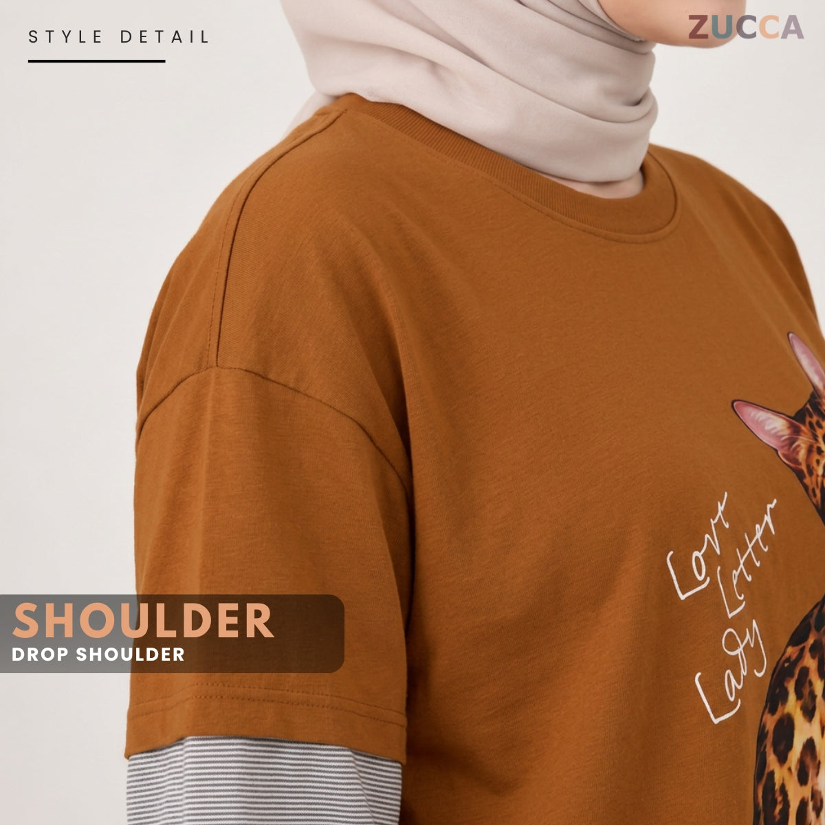ZUCCA AULIA OVERSIZED LAYERED CAT GRAPHIC LONG SLEEVE TEE - MA255