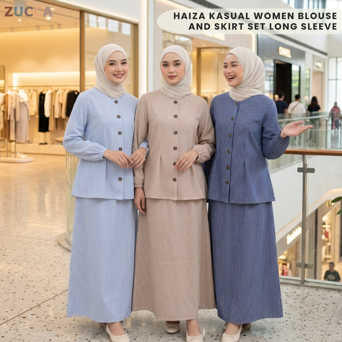 ZUCCA HAIZA KASUAL WOMEN BLOUSE AND SKIRT SET LONG SLEEVE - MA265