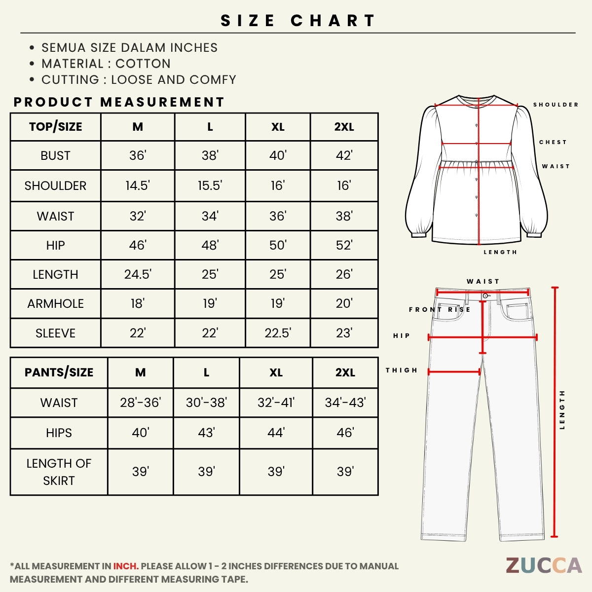 ZUCCA HAIZA KASUAL WOMEN BLOUSE AND SKIRT SET LONG SLEEVE - MA265
