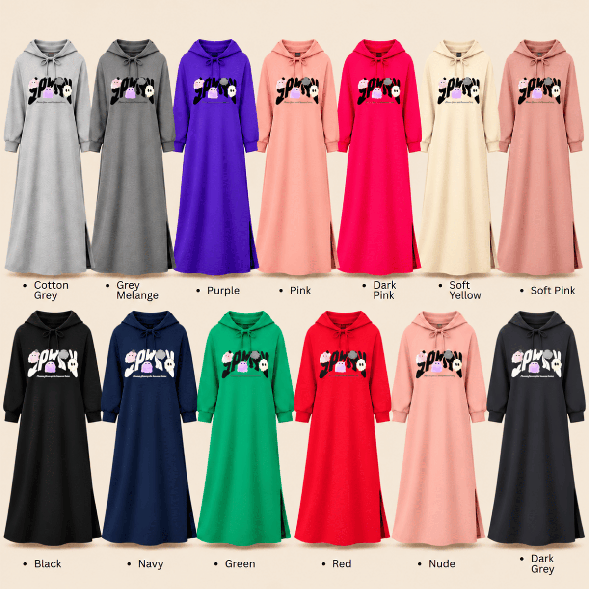 ZUCCA INARA EMBROIDERED MAXI DRESS HOODIE - MA258
