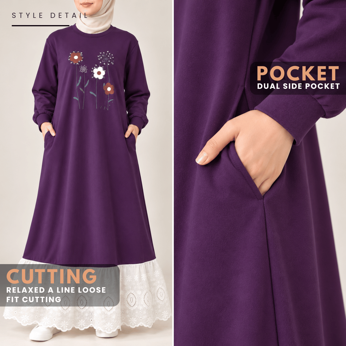 ZUCCA QASEH FLORAL LACE LONG SLEEVE MAXI DRESS  - MA263