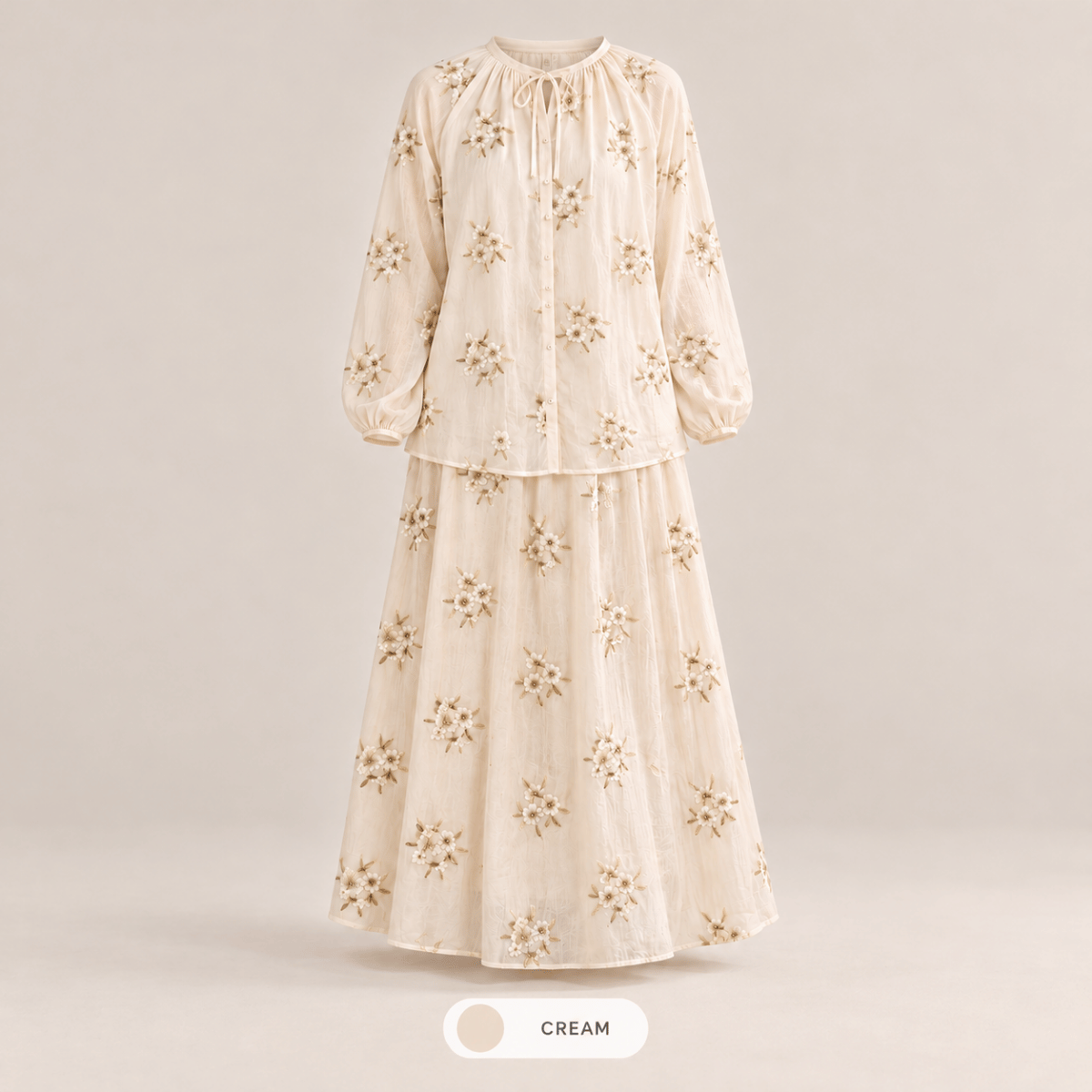ZUCCA SURI SOFT ELEGANT EMBROIDERED SKIRT SET - MA264