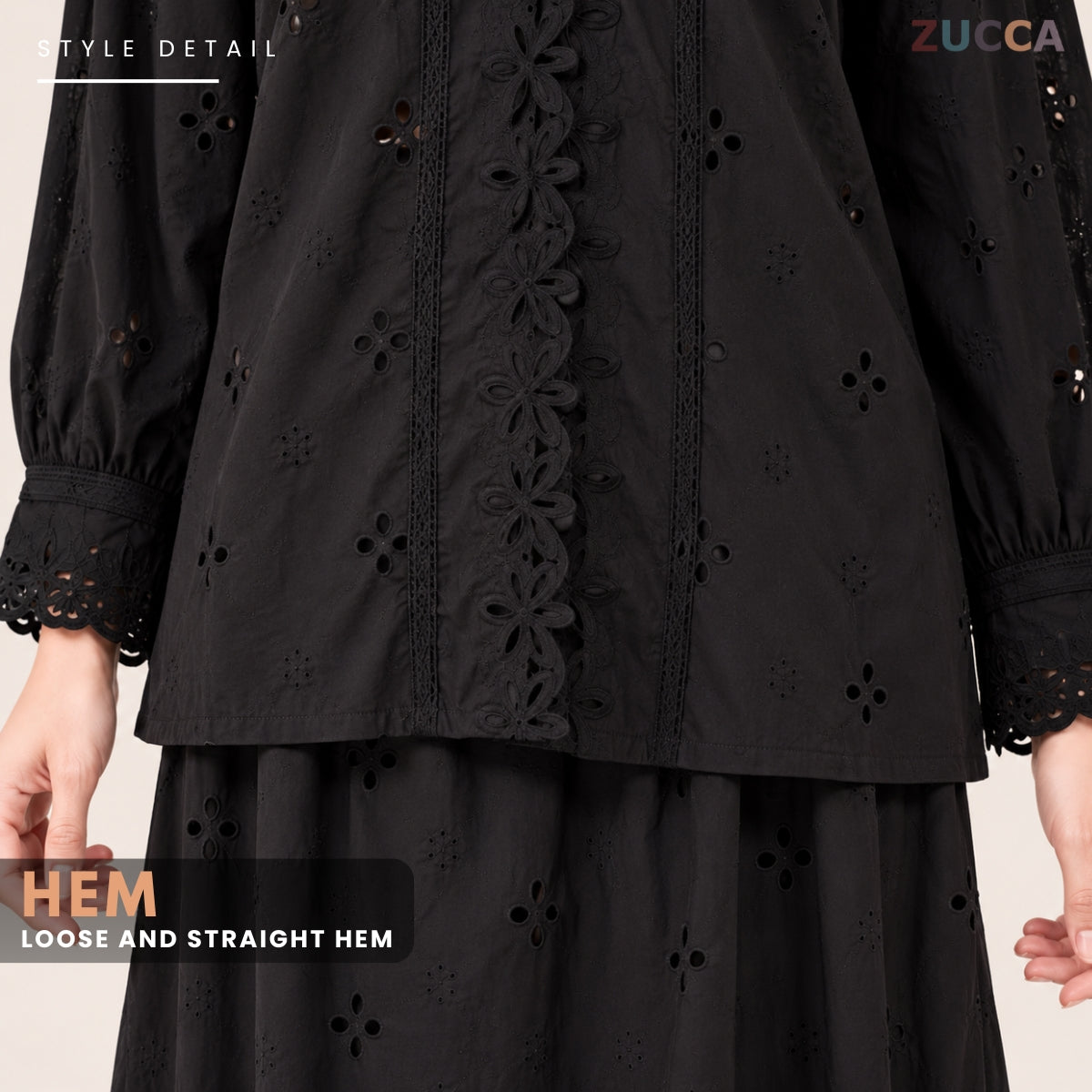 ZUCCA FAZURA EMBROIDERED EYELET MODEST SET – MA266