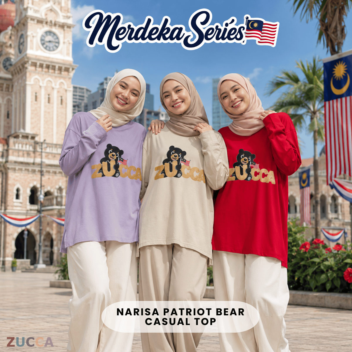 [MERDEKA SERIES] ZUCCA NARISA PATRIOT BEAR CASUAL TOP-MA267