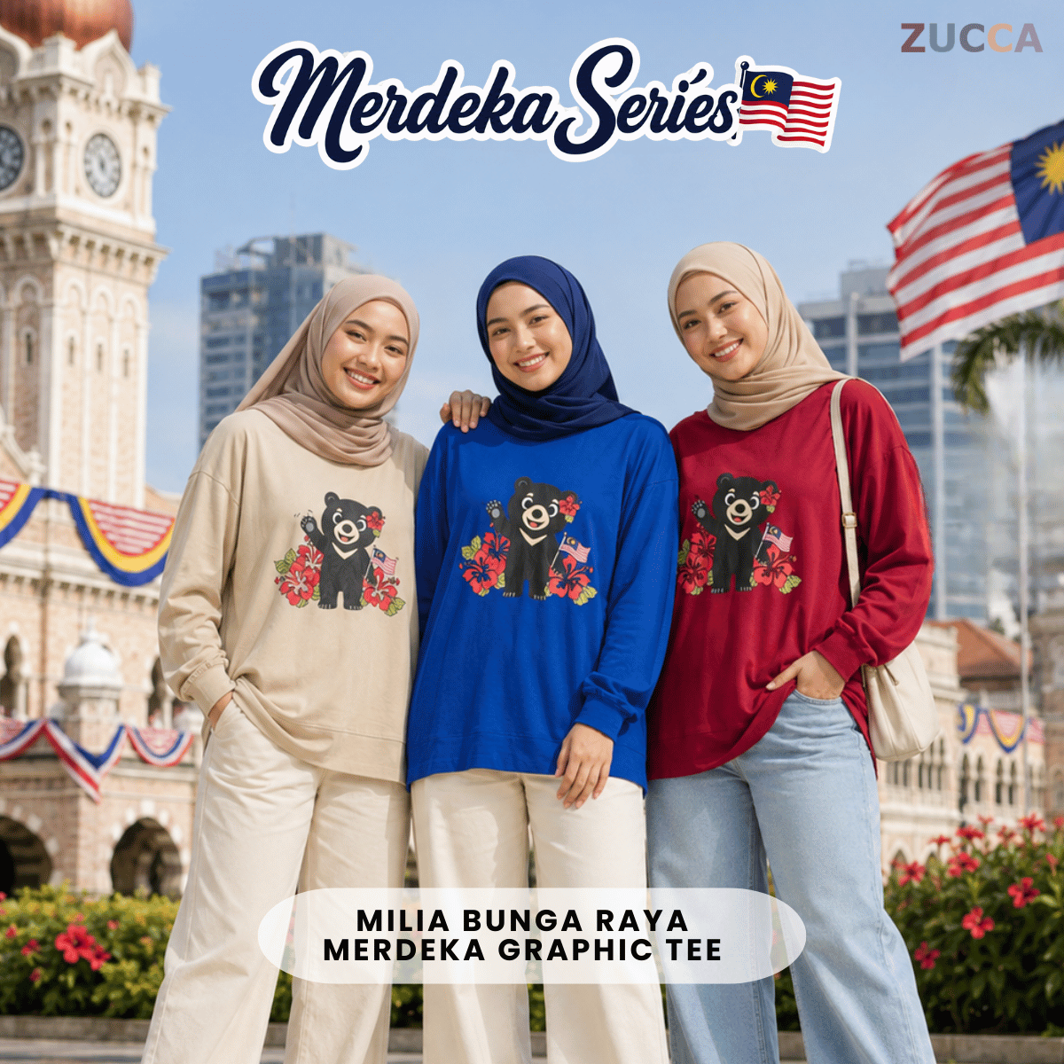 [MERDEKA SERIES] ZUCCA MILIA BUNGA RAYA MERDEKA GRAPHIC TEE - MA268
