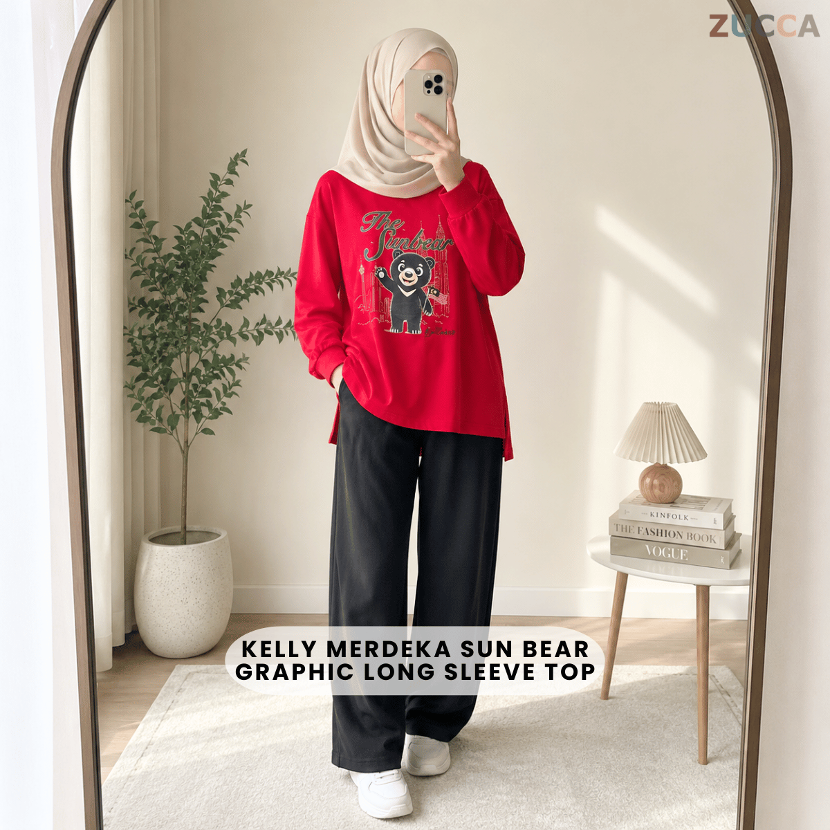 ZUCCA KELLY MERDEKA SUN BEAR GRAPHIC LONG SLEEVE TOP -MA269