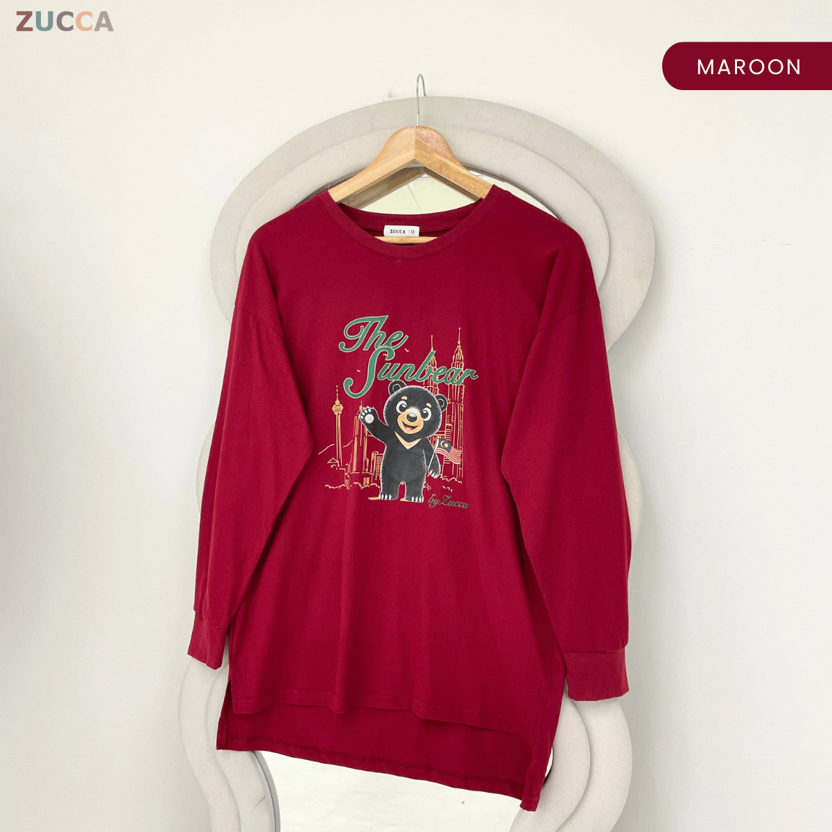 ZUCCA KELLY MERDEKA SUN BEAR GRAPHIC LONG SLEEVE TOP -MA269