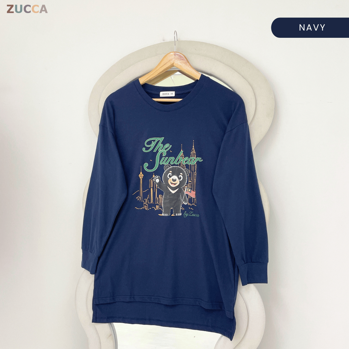 ZUCCA KELLY MERDEKA SUN BEAR GRAPHIC LONG SLEEVE TOP -MA269