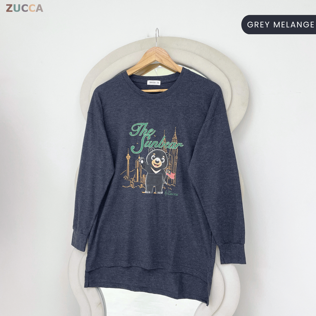 ZUCCA KELLY MERDEKA SUN BEAR GRAPHIC LONG SLEEVE TOP -MA269