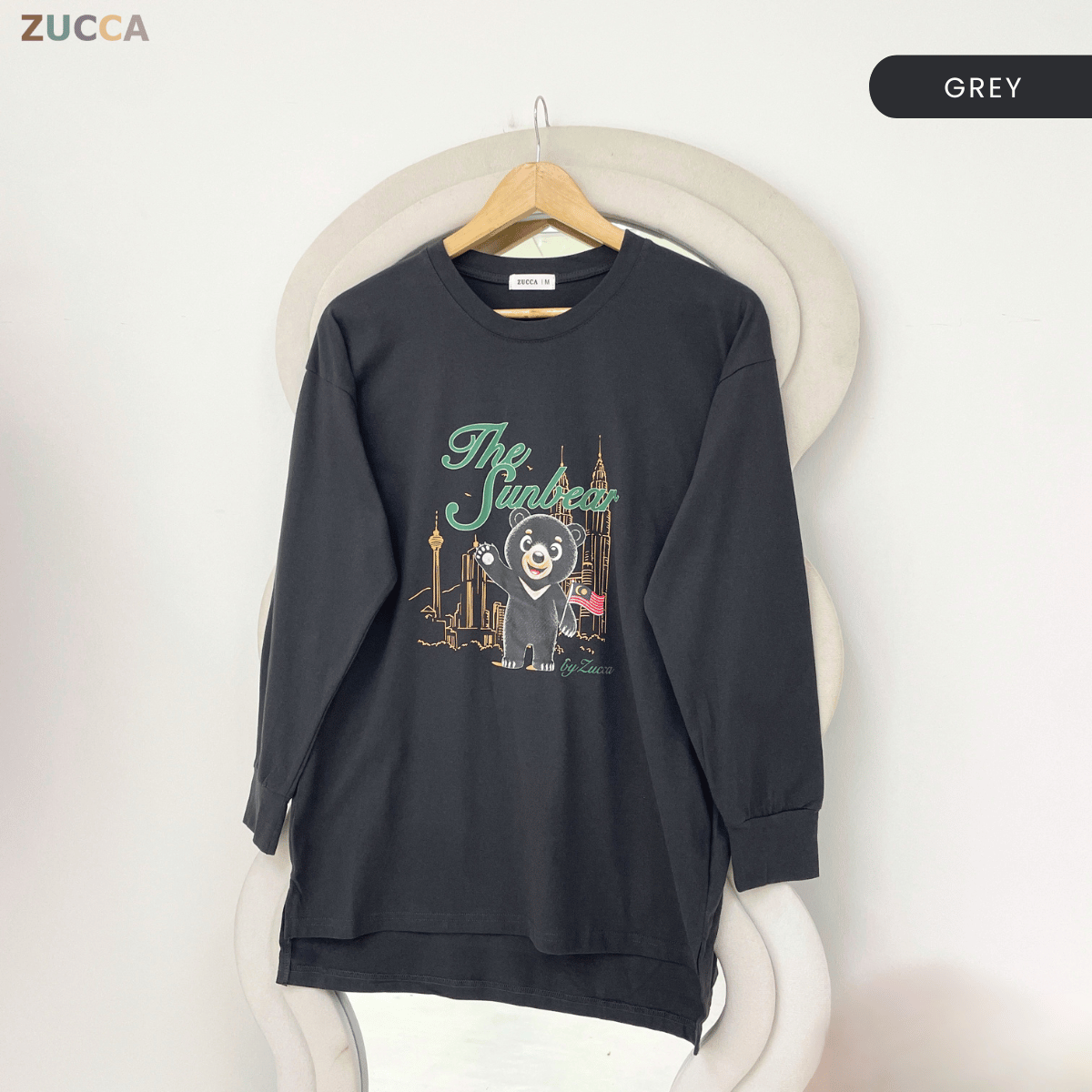 ZUCCA KELLY MERDEKA SUN BEAR GRAPHIC LONG SLEEVE TOP -MA269