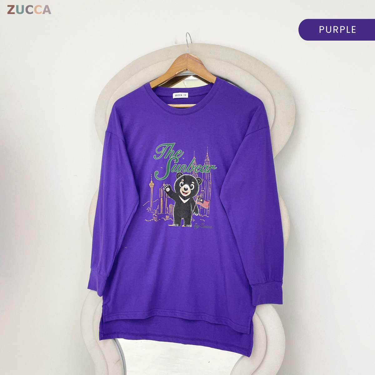 ZUCCA KELLY MERDEKA SUN BEAR GRAPHIC LONG SLEEVE TOP -MA269