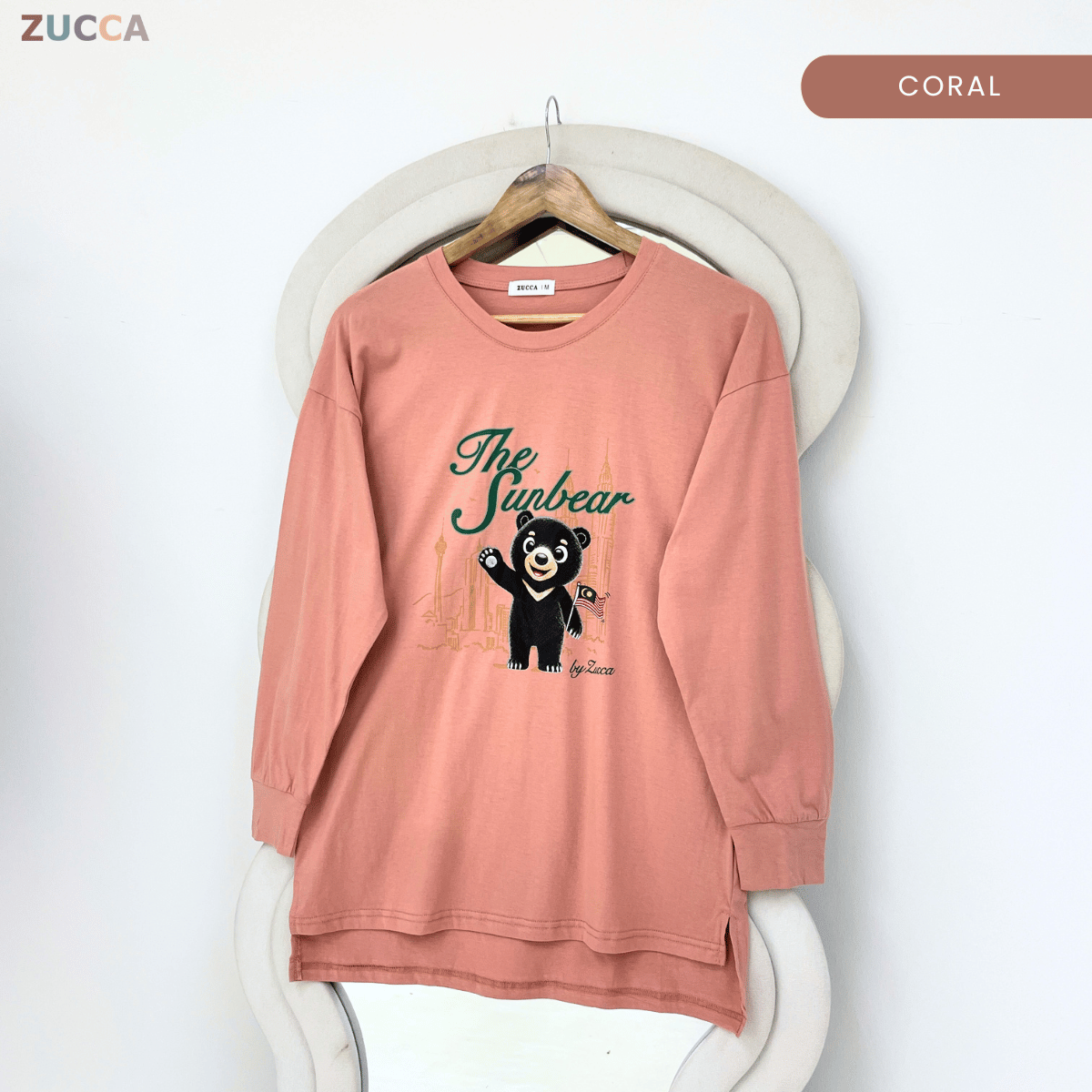 ZUCCA KELLY MERDEKA SUN BEAR GRAPHIC LONG SLEEVE TOP -MA269