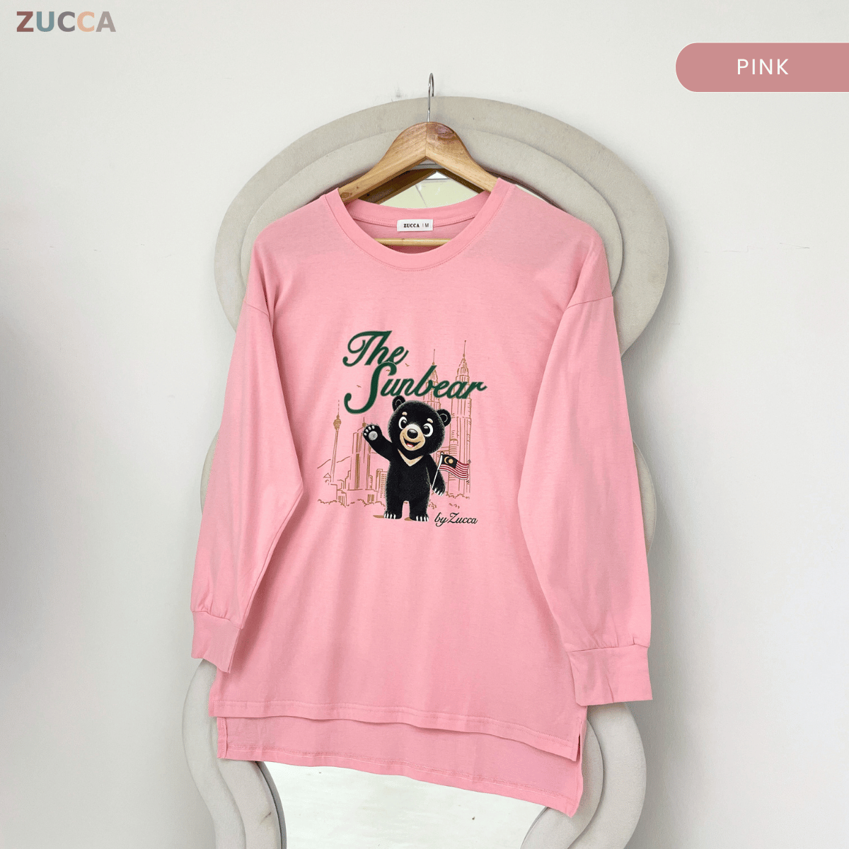 ZUCCA KELLY MERDEKA SUN BEAR GRAPHIC LONG SLEEVE TOP -MA269