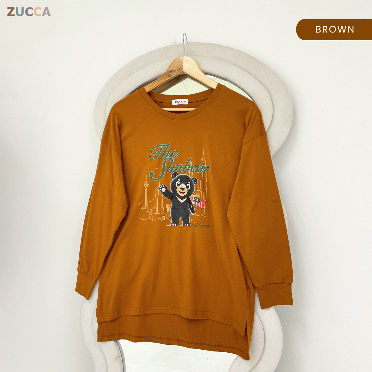 ZUCCA KELLY MERDEKA SUN BEAR GRAPHIC LONG SLEEVE TOP -MA269