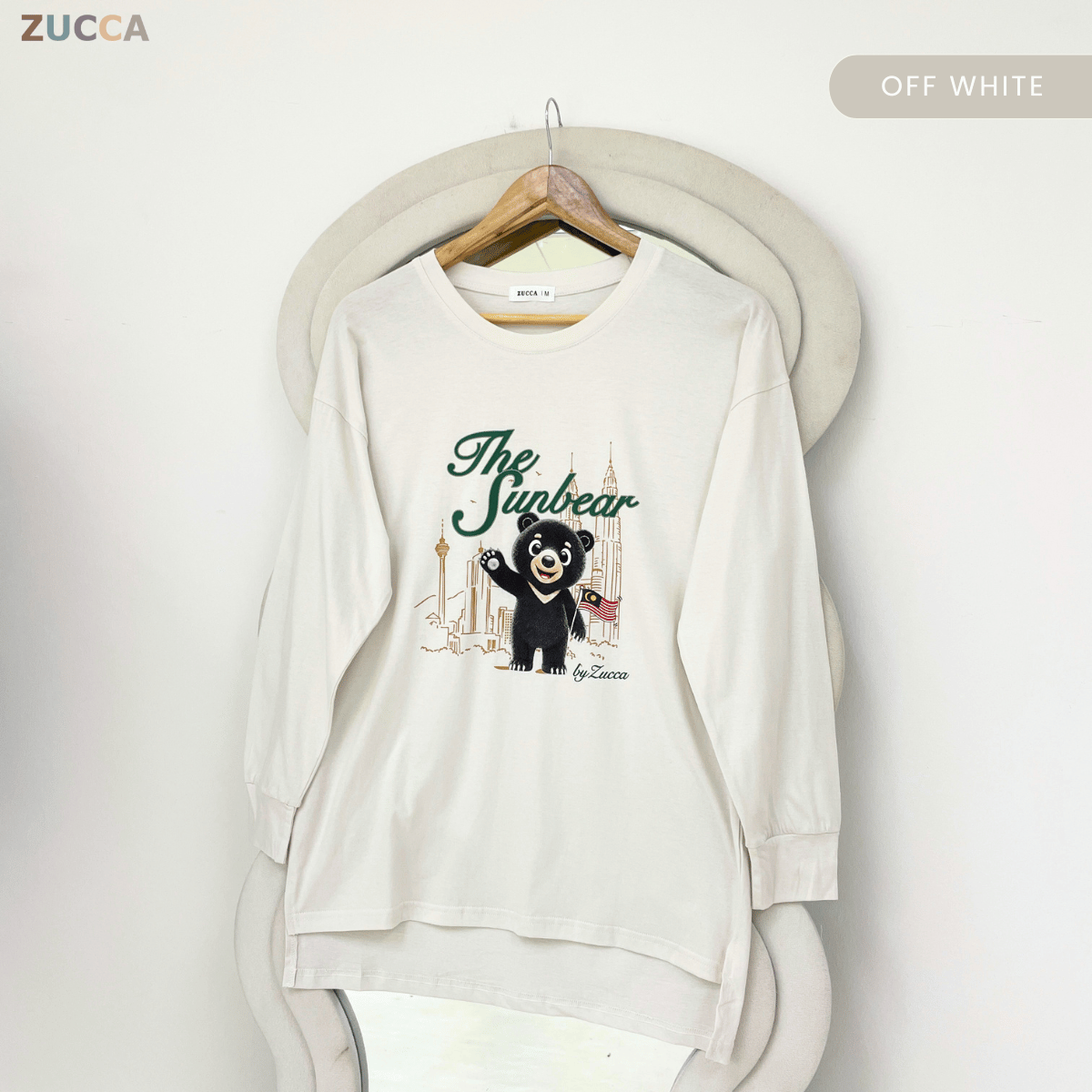 ZUCCA KELLY MERDEKA SUN BEAR GRAPHIC LONG SLEEVE TOP -MA269