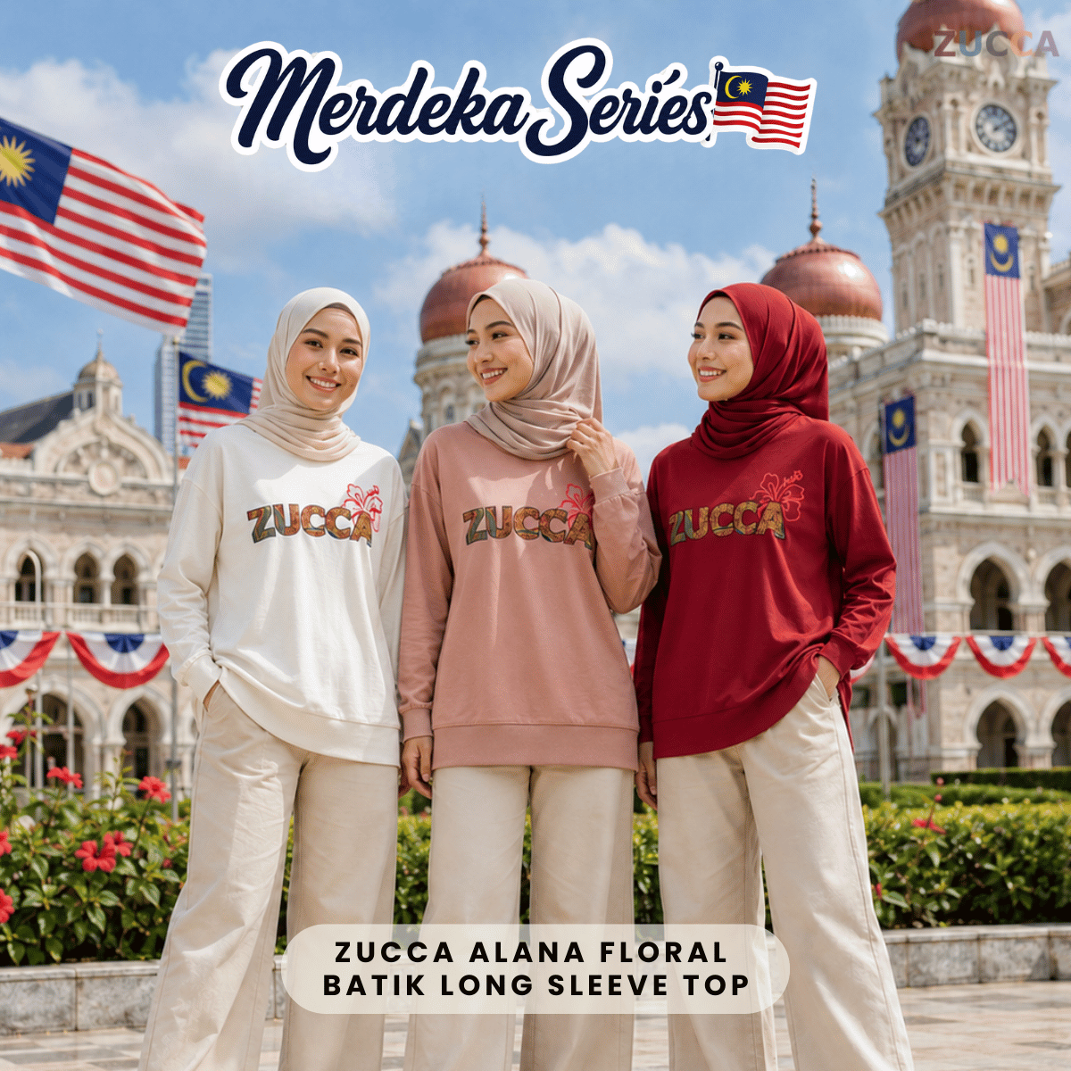 [MERDEKA SERIES] ZUCCA ALANA FLORAL BATIK LONG SLEEVE TOP - MA270